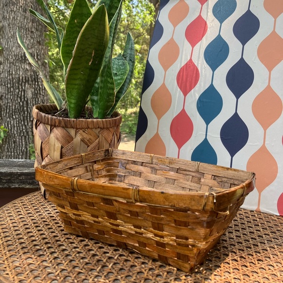 Charming Brown Rectangular Rustic Woven Basket - Picture 3 of 9